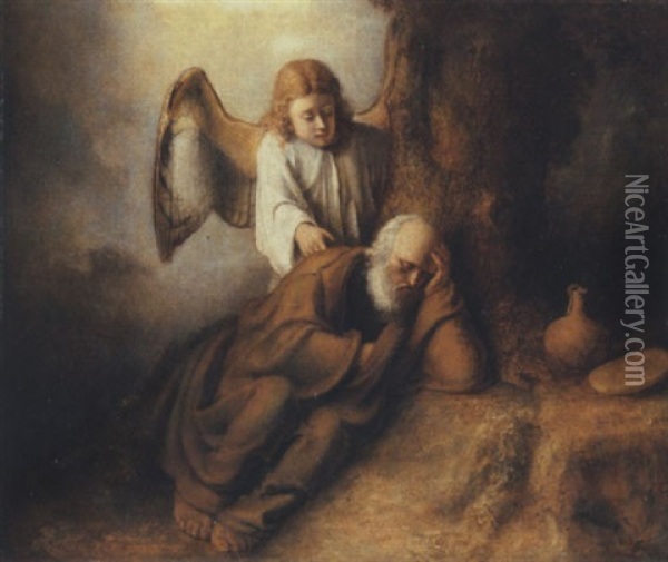 Elijah Visited By An Angel Oil Painting -  Rembrandt van Rijn