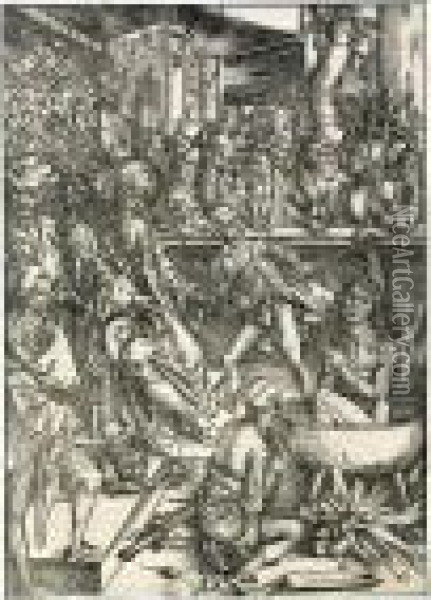 The Martyrdom Of St John Oil Painting - Albrecht Durer