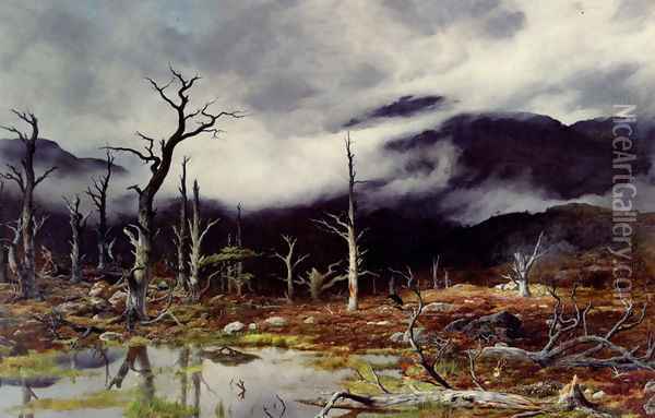 Forlorn Landscape In The Fog Oil Painting - Peter Graham