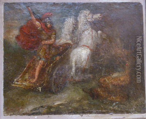 Hector Sur Un Quadrige Oil Painting - Henry-Eugene Delacroix