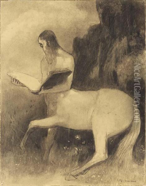 Centaure Lisant Oil Painting - Odilon Redon