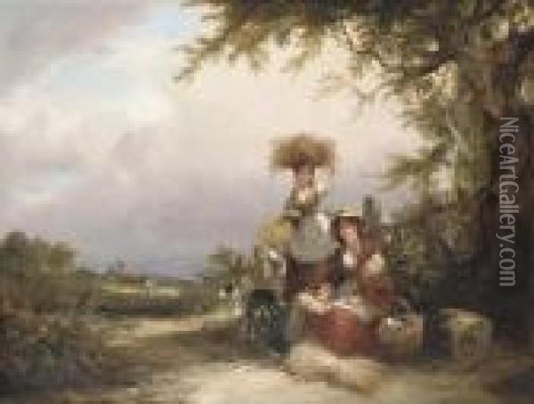 The Gleaners, Shirley, Hampshire Oil Painting - Snr William Shayer