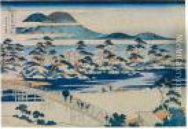 Yamashiro Arashiyamatogetsukyo, De La Serie Shokoku Meisho Kiran Oil Painting - Katsushika Hokusai