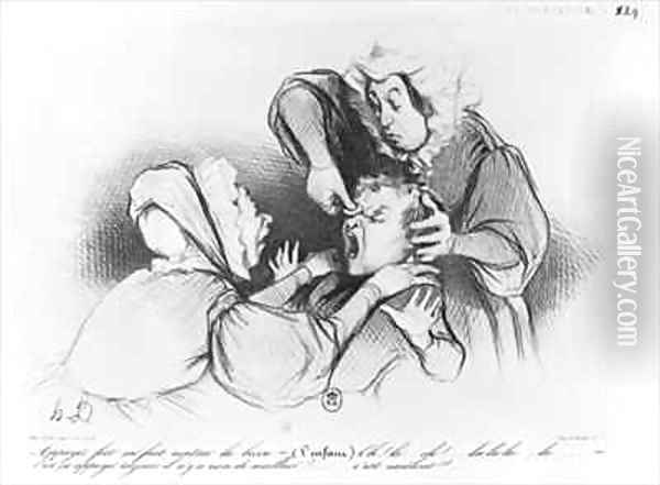 Series Croquis dexpressions the bump Oil Painting - Honore Daumier