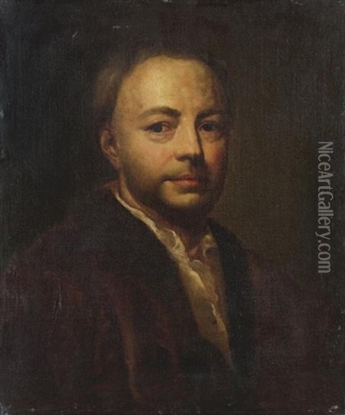 Portrait Of Ismael Mengs, Bust-length, In A Dark Brown, Fur-trimmed Coat Oil Painting - Anton Raphael Mengs