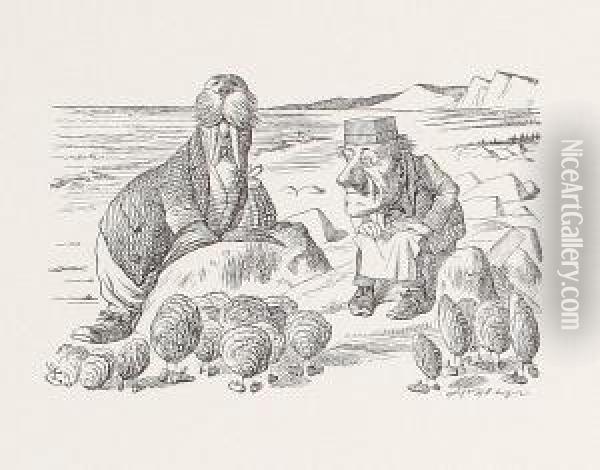 'but Wait A Bit - The Oyster Cried - 'before We Have Our Chat' Oil Painting - John Tenniel