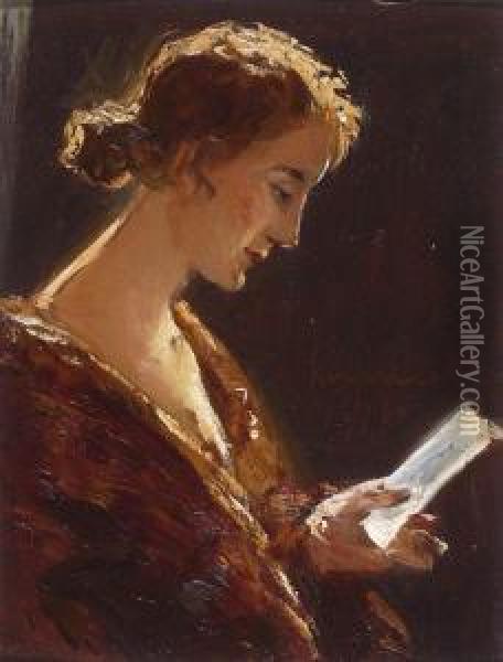 Reading Woman Oil Painting - Simon Maris