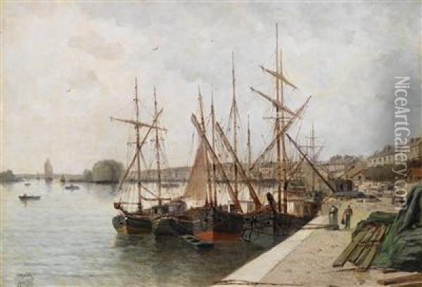 Im Hafenvon Nantes Oil Painting - Emile Louis Vernier