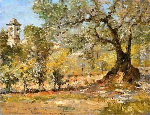 Olive Trees Florence Oil Painting - William Merritt Chase