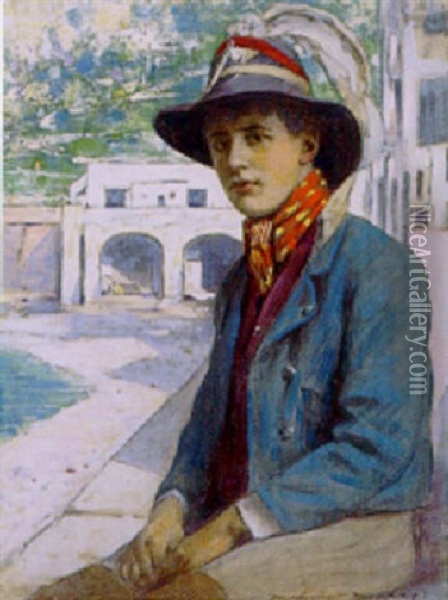 Seated Youth Oil Painting - Mortimer Luddington Menpes