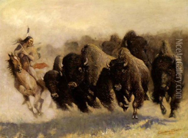 The Buffalo Hunt Oil Painting - Edward Borein