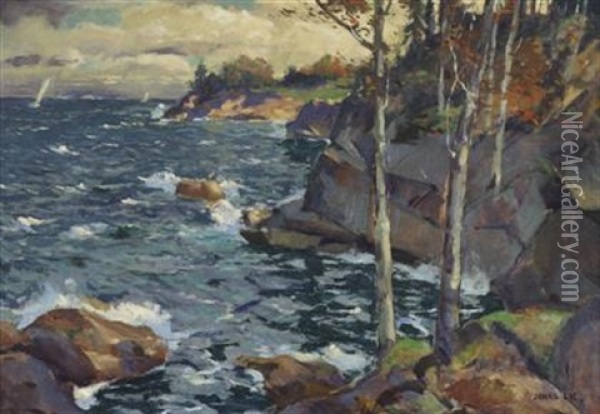 Maine Headland Oil Painting - Jonas Lie