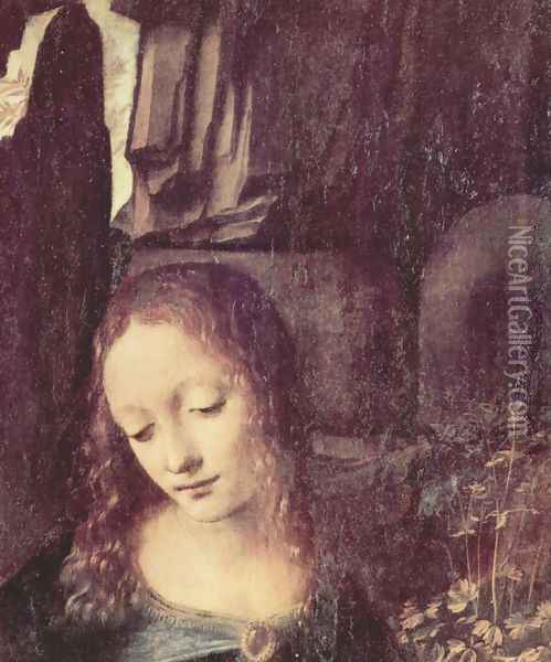 Virgin of the Rocks (detail) 5 Oil Painting - Leonardo Da Vinci