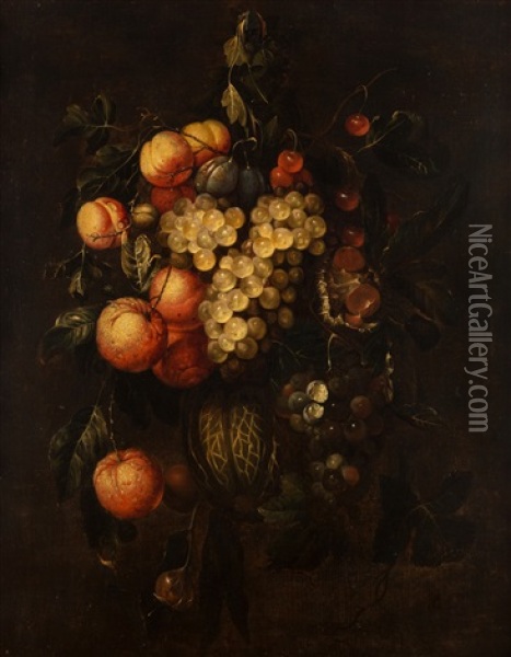 A Sumptuous Collection Of Fruit Oil Painting - Frans Van Everbroeck