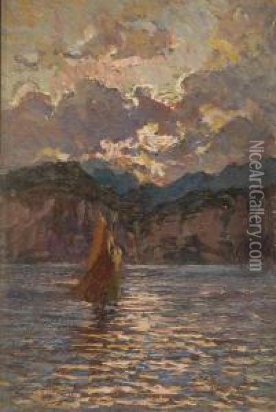 Lago Di Garda Oil Painting - Carlo Cressini