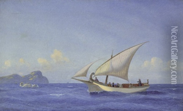 Turkisches Segelschiff Vor Einer Felsigen Insel Oil Painting - Carl Julius Emil Olsen