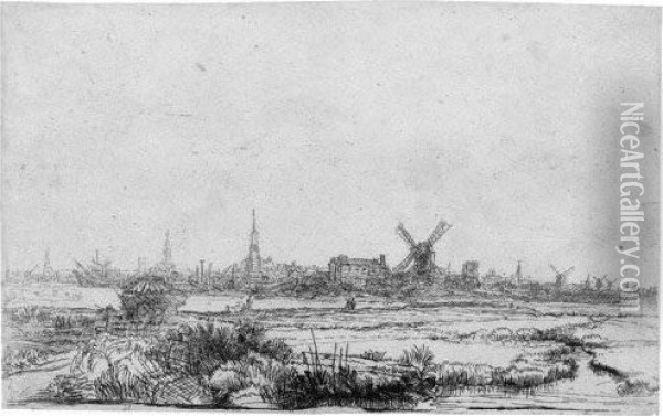 Ansicht Von Amsterdam Oil Painting - Rembrandt Van Rijn