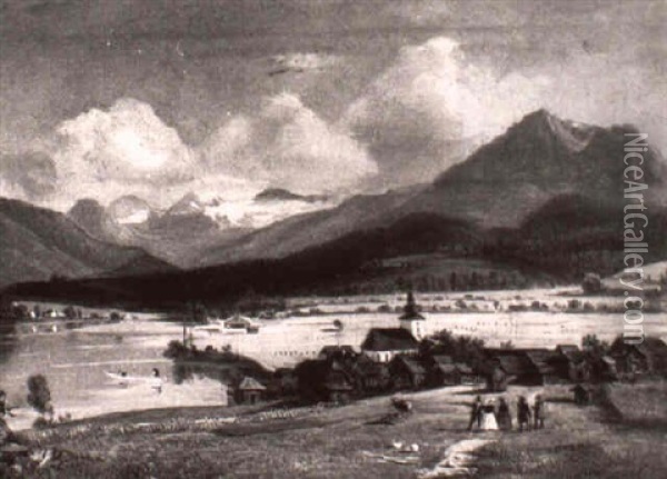 Altaussee Mit Dem Dachsteinmassiv Im Hintergrund Oil Painting - Friedrich Philip Reinhold