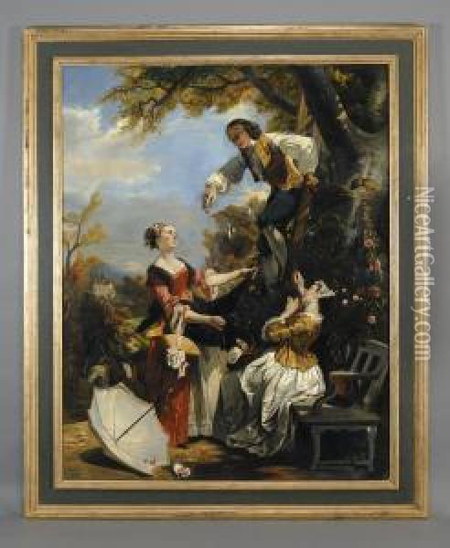 La Raccolta Delle Ciliegie Oil Painting - Camille-Joseph-Etienne Roqueplan