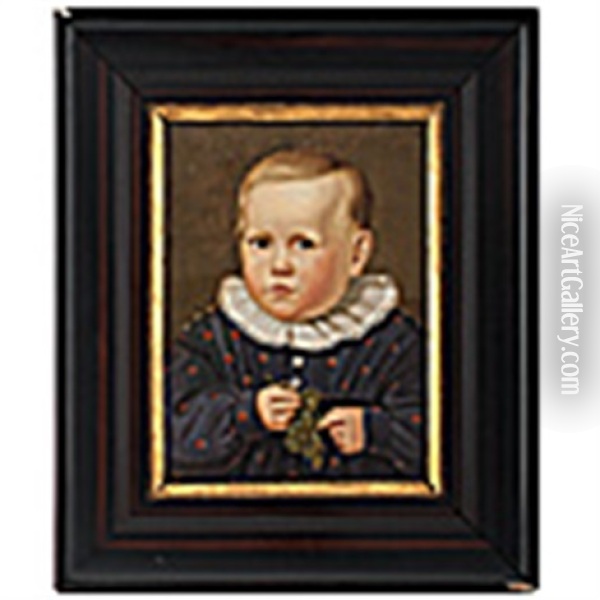 Portrait Of A Boy With Grapes Oil Painting - Ludwig Knaus