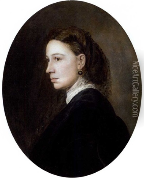 Portrait Of A Lady (pauline Viardot?) Oil Painting - Ivan Nikolaevich Kramskoy