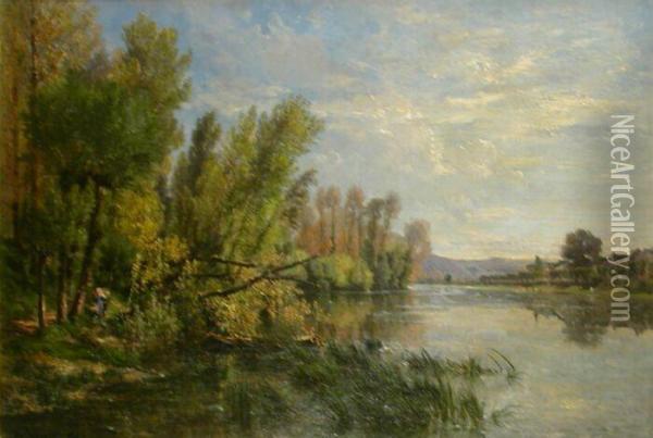 On The Banks Of A River Oil Painting - Alexandre Rene Veron