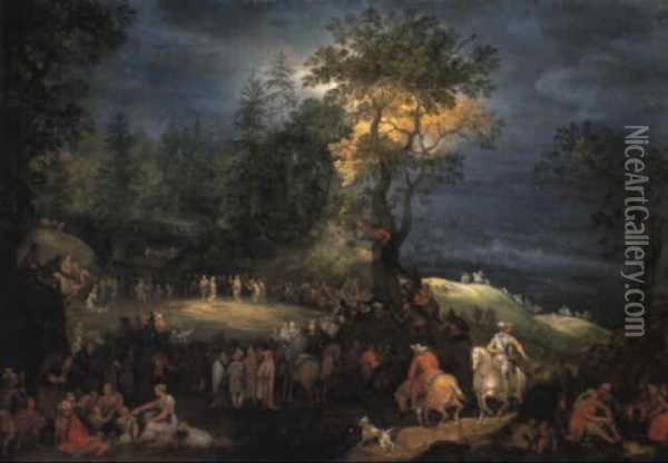 St. John The Baptist Preaching To The Multitude Oil Painting - Pieter Schoubroeck