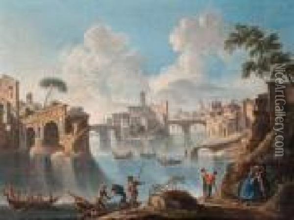 Veduta Del Tevere Oil Painting - Paolo Anesi
