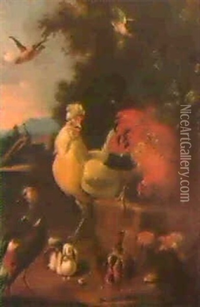 Geflugelstuck Oil Painting - Melchior de Hondecoeter