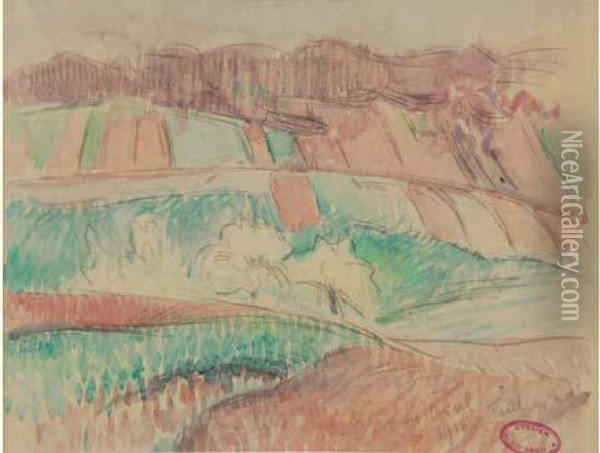  Les Champs A Triel, 21 Avril 1916  Oil Painting - Gustave Loiseau