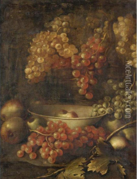 Still Life Of Grapes And Apples Oil Painting - William Sartorius