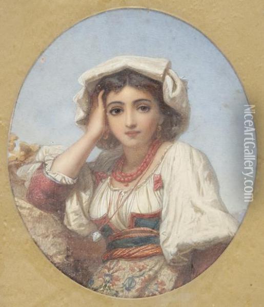 Arab Girl Oil Painting - Auguste Jules Bouvier, N.W.S.