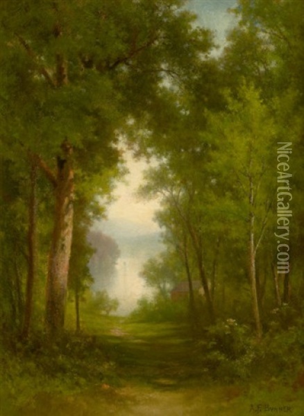 In The Forest Oil Painting - Andrew Fisher Bunner
