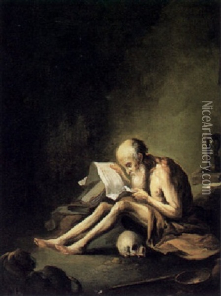 Der Heilige Hieronymus In Der Klause Oil Painting - Christian Wilhelm Ernst Dietrich