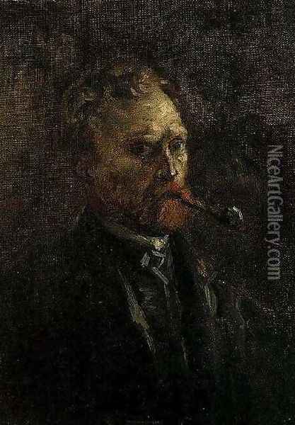 Self Portrait With Pipe II Oil Painting - Vincent Van Gogh