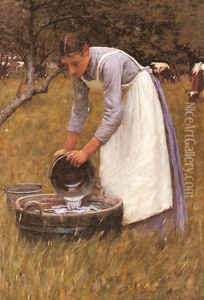 Watering the Cows Oil Painting - Henry Herbert La Thangue