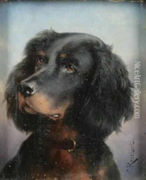 A Dog Portrait Oil Painting - Carl Reichert