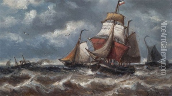 Gros Temps, Mer Du Nord Oil Painting - Auguste Henri Musin