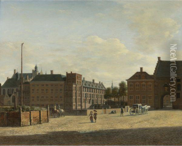 The Plaats With The Binnenhof And The Gevangenpoort, Thehague Oil Painting - Gerrit Adriaensz Berckheyde