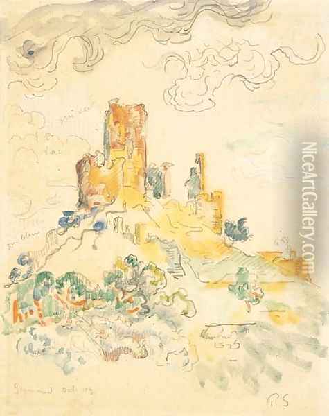 Le chateau de Grimaud Oil Painting - Paul Signac