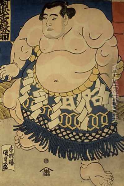 The sumo wrestler Abumatsu Rokunosuke Oil Painting - Utagawa Kunisada