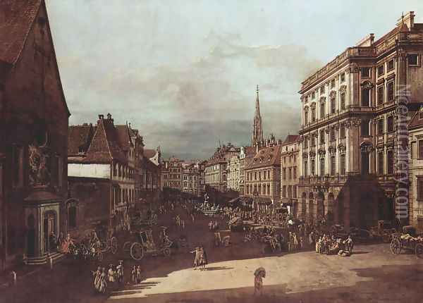 View from Vienna, flour market, Northeast seen Oil Painting - (Giovanni Antonio Canal) Canaletto