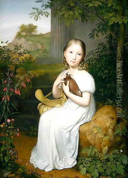 Portrait of Countess Louise Bose as a Child Oil Painting - August von der Embde