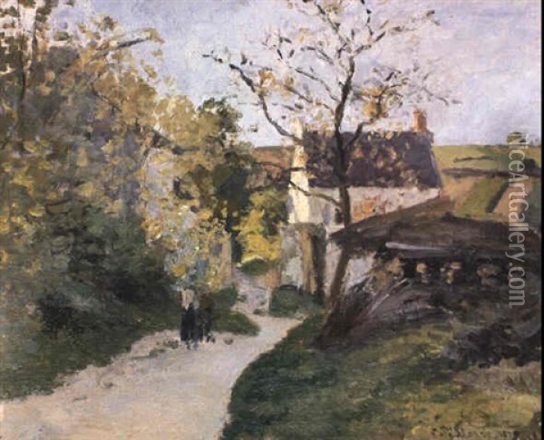 Le Grand Noyer A L'hermitage Oil Painting - Camille Pissarro