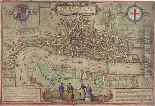 Plan of London from Civitates Orbis Terrarum Oil Painting - Franz Hogenberg