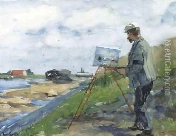 The painter Carl August Breitenstein (1864-1921) at work Oil Painting - Floris Arntzenius