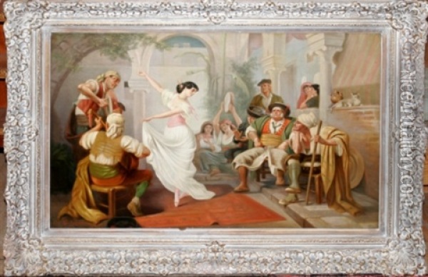 Woman Dancing Oil Painting - Hippolyte-Dominique Berteaux