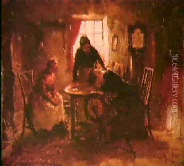 Three Women In Interior Oil Painting - William Marshall Brown