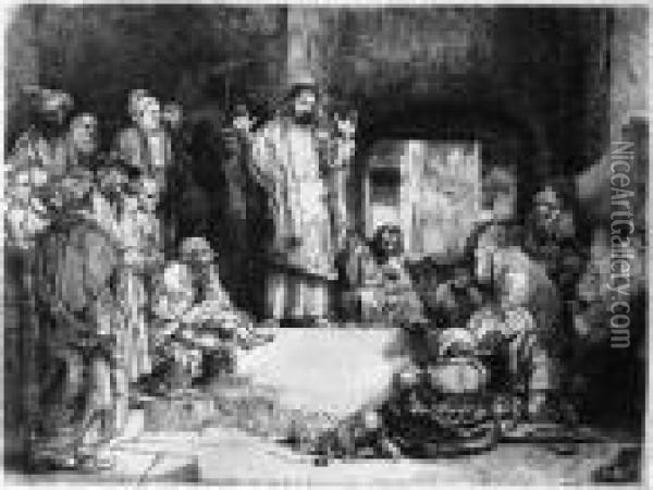 Christ Preaching ('la Petite Tombe') Oil Painting - Rembrandt Van Rijn