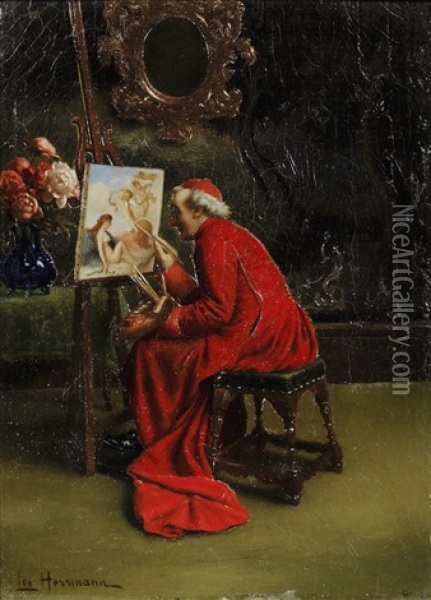 Les Loisirs De Son Eminence Oil Painting - Leo Hermann